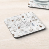 Boho Twigs & Pinecone Weihnachtsausweis986 Getränkeuntersetzer (Linke Seite)