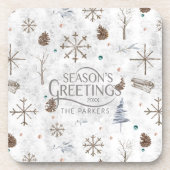 Boho Twigs & Pinecone Weihnachtsausweis986 Getränkeuntersetzer (Vorderseite)