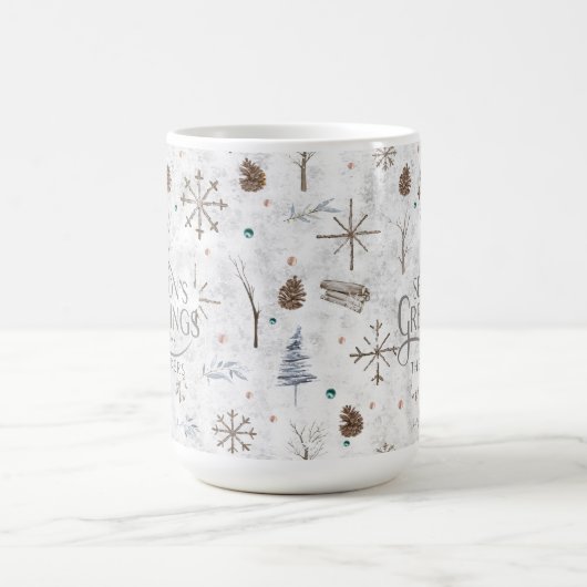Boho Twigs & Pinecone Weihnachtsausweis986 Kaffeetasse (Mittel)