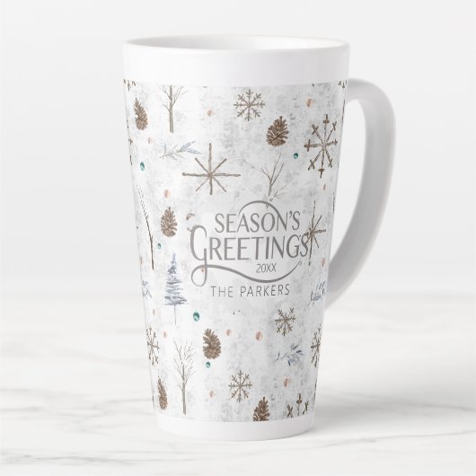 Boho Twigs & Pinecone Weihnachtsausweis986 Milchtasse (Rechte Ecke)