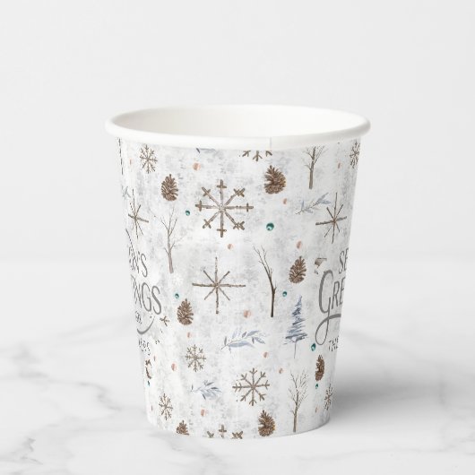 Boho Twigs & Pinecone Weihnachtsausweis986 Pappbecher (Rechts)