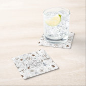 Boho Twigs & Pinecone Weihnachtsausweis986 Rechteckiger Pappuntersetzer (Vor Ort)