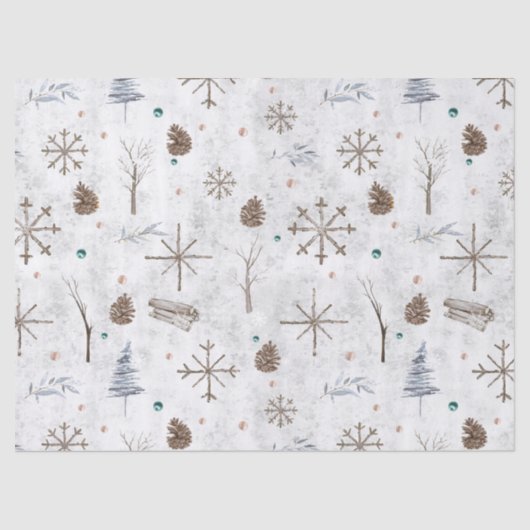 Boho Twigs & Pinecone Weihnachtsausweis986 Seidenpapier (Vorderseite)