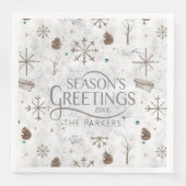 Boho Twigs & Pinecone Weihnachtsausweis986 Serviette (Vorderseite)