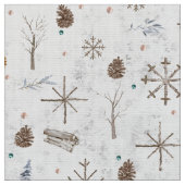 Boho Twigs & Pinecone Weihnachtsausweis986 Stoff (Nahaufnahme)