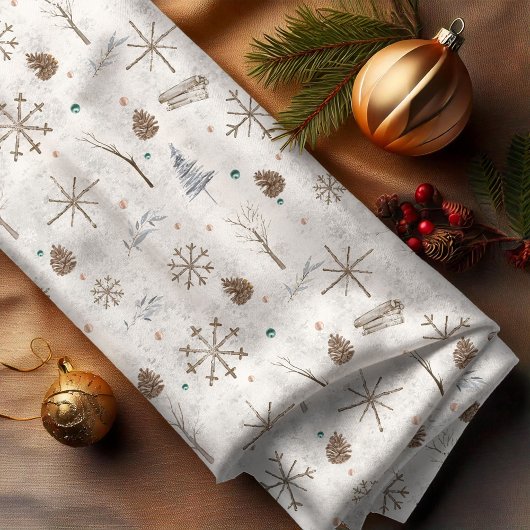 Boho Twigs & Pinecone Weihnachtsausweis986 Stoff