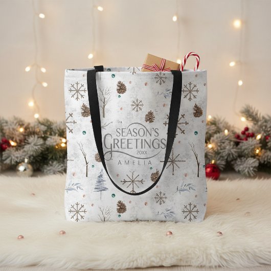 Boho Twigs & Pinecone Weihnachtsausweis986 Tasche
