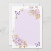 Boho TWIN Girl First Holy Communy Purple Flowers Einladung (Rückseite)