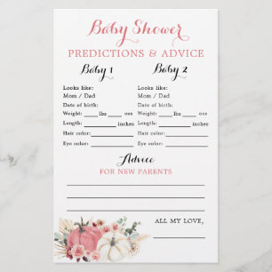 Boho Twin Pink and White Pumpkin Baby Showcard
