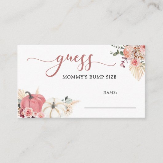 Boho Twin Pink und White Pumpkin Mommy's Bump Sign Begleitkarte (Vorderseite)