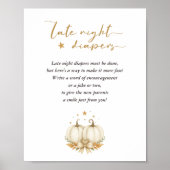 Boho Twin Pumpkins Baby Shower Late Night Diapers Poster (Vorne)