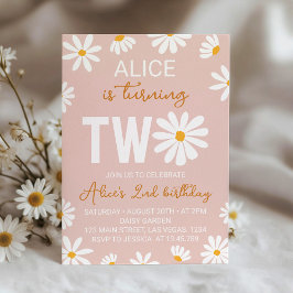 Boho Two Groovy Daisy 2. Geburtstag Einladung