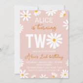 Boho Two Groovy Daisy 2. Geburtstagseinladung Einladung (Vorderseite)