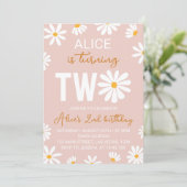 Boho Two Groovy Daisy 2. Geburtstagseinladung Einladung (Stehend Vorderseite)