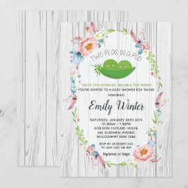 Boho Two Peas in einer Pod Twins Baby Dusche Einladung