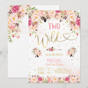 Boho Two Wild Birthday Einladung Watercolor Boho