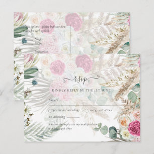 BOHO UAWG Pink Pampas Grass Wedding Postkarte