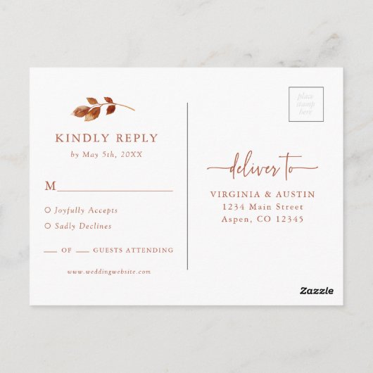 Boho UAWG Wedding Postcard Postkarte (Rückseite)