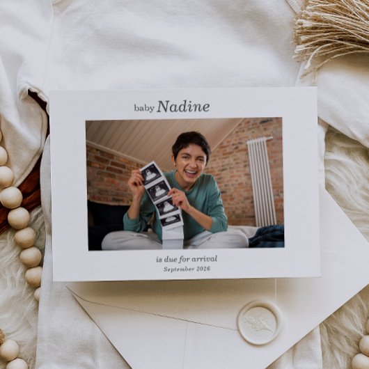 Boho Ultrasound Photo Pregnancy Announcement Card Einladung