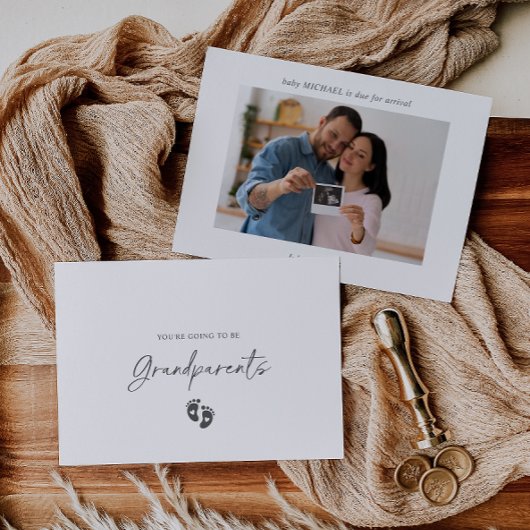 Boho Ultrasound Photo Pregnancy Announcement Card Einladung