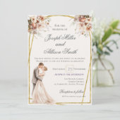 Boho und Gold Wedding Einladung (Stehend Vorderseite)