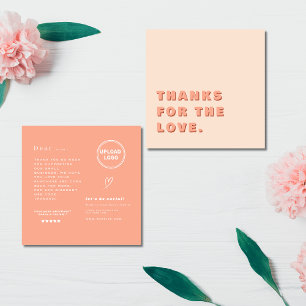 Boho und Modern Peach Order mit benutzerdefinierte Quadratische Visitenkarte