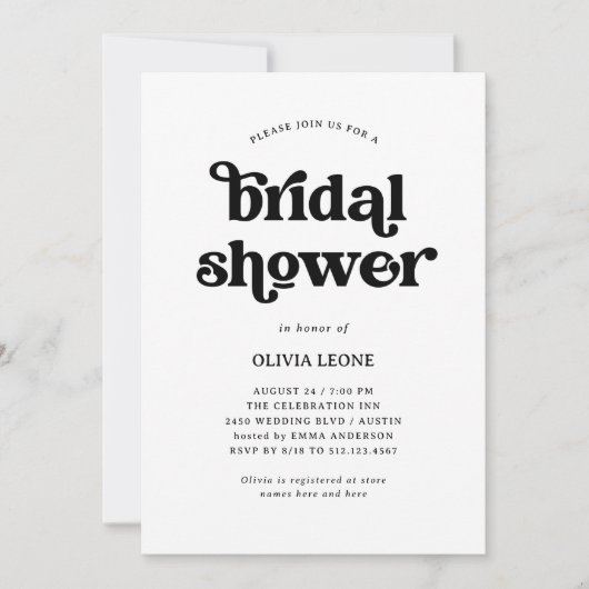 Boho und Retro Black und White | BRAUTPARTY Einladung (Vorderseite)