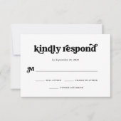 Boho und Retro Black und White RSVP Karte (Vorderseite)