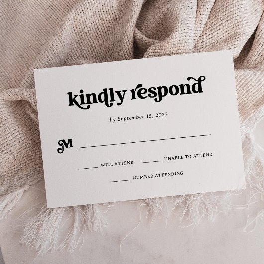 Boho und Retro Black und White RSVP Karte