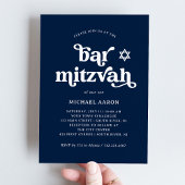 Boho und Retro Dark Navy Blue | Bar Mitzvah Einladung