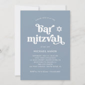 Boho und Retro Dusty Blue | Bar Mitzvah Einladung (Vorderseite)