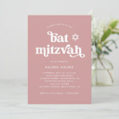 Boho und Retro Dusty Rose | Bat Mitzvah Einladung (Stehend Vorderseite)