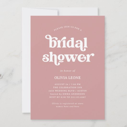 Boho und Retro Dusty Rose | BRAUTPARTY Einladung (Vorderseite)