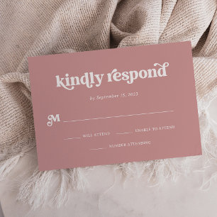 Boho und Retro Dusty Rose RSVP Karte