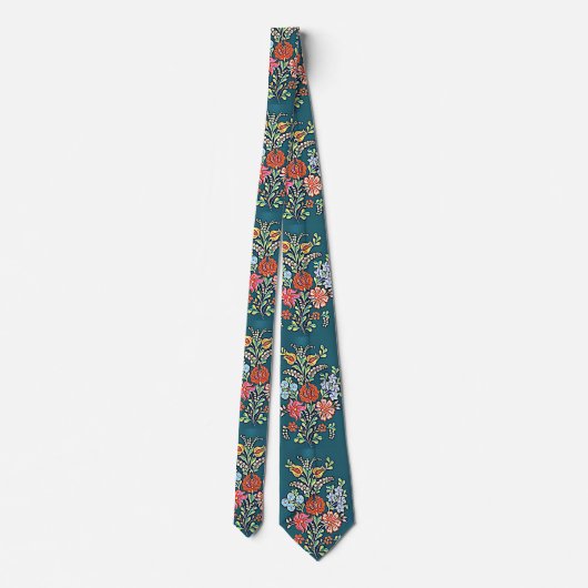 Boho Ungarisch Floral Pattern Neck Tie Krawatte (Rückseite)