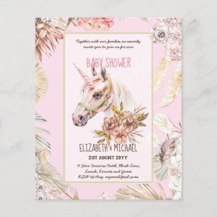 BOHO UNICORN Baby Shower Einladungen Aquarell Flyer