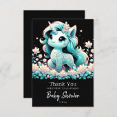 Boho Unicorn Babydusche Dankeskarte (Vorne/Hinten)