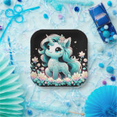 Boho Unicorn Babydusche Pappteller (Party)