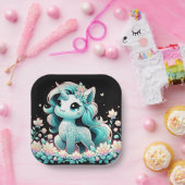 Boho Unicorn Babydusche Pappteller (Party)