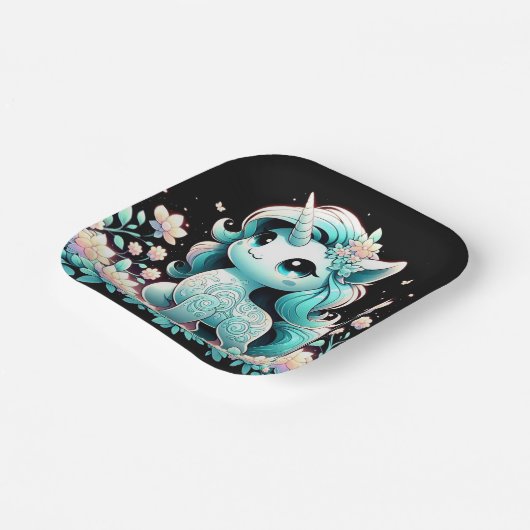 Boho Unicorn Babydusche Pappteller (Gewinkelt)