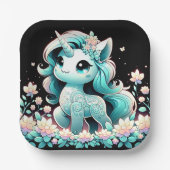Boho Unicorn Babydusche Pappteller (Vorderseite)