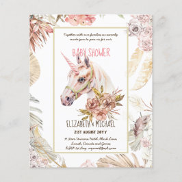 BOHO UNICORN Kinderdusche Einladungen Wasserfarbe Flyer