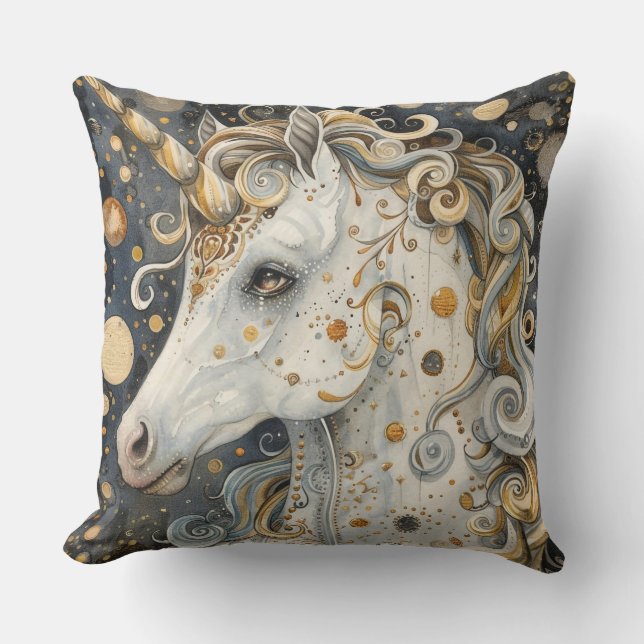 Boho Unicorn Throw Kissen (Vorderseite)