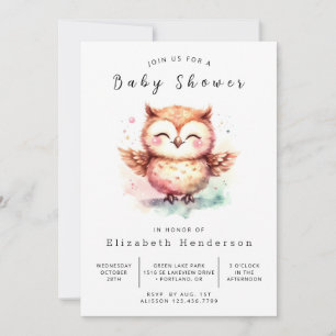 Boho Unique Owl Babydusche Einladung