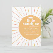 Boho unsere kleine sonnige Geburtstagseinladung Einladung (Stehend Vorderseite)