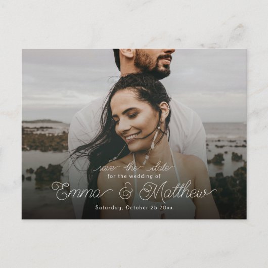 Boho Untersee Save the Date Curly Postkarte (Vorderseite)