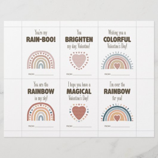 Boho Valentine’s Day Cards for Kids Classroom Briefbogen (Vorderseite)