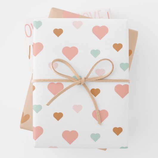 Boho Valentine's Day Pastel Liebe Herz Geschenkpapier Set (Beispiel)
