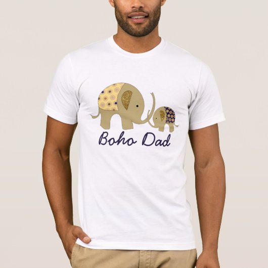 Boho Vater, Goldener Elefant T-Shirt (Vorderseite)