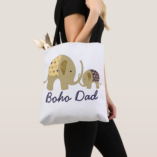 Boho Vater, Goldener Elefant Tasche (Von Nahem)